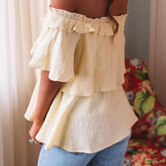 Off Shoulder Ruffle Top In Yellow - Picture 5 of 5